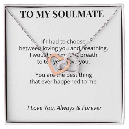 To My Soulmate – Interlocking Hearts Necklace