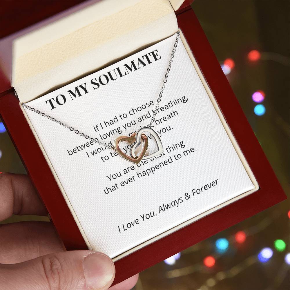 To My Soulmate – Interlocking Hearts Necklace